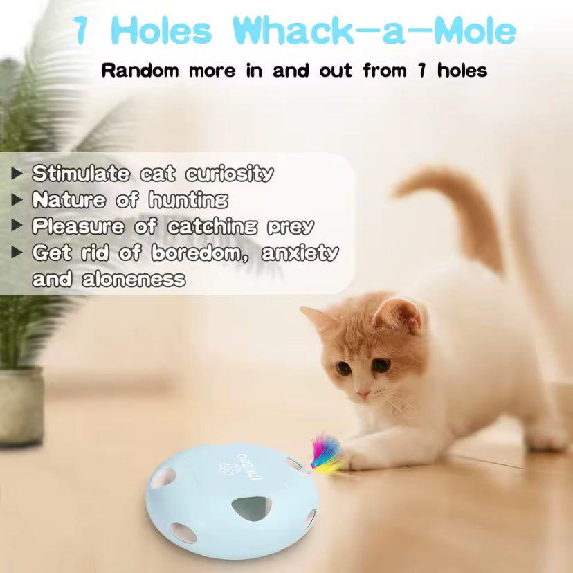 INKZOO Interactive Whack-a-Mole Cat Toy – Smart 7-Hole Automatic Mouse Game for Indoor Cats and Kittens