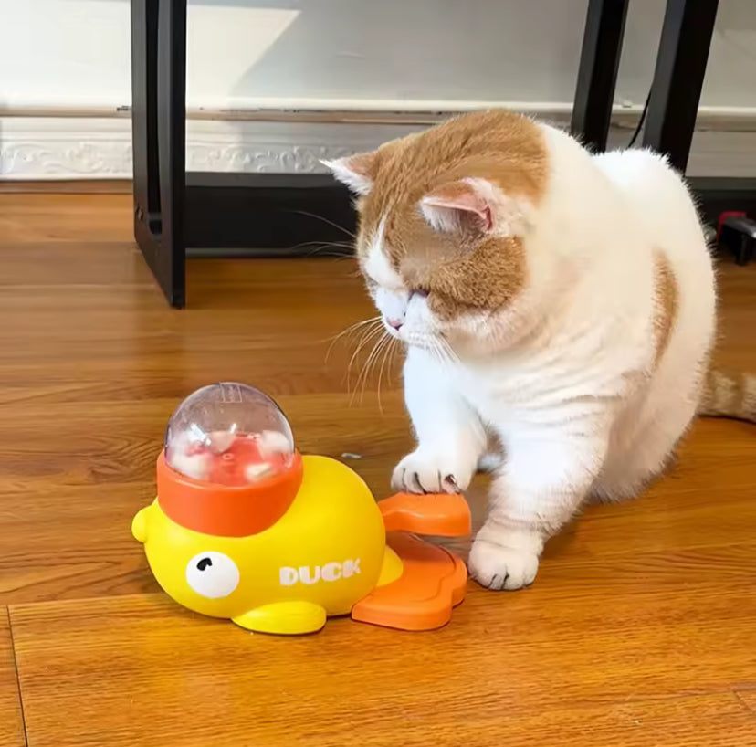 Funny Interactive Duck Treat Dispenser for Cats
