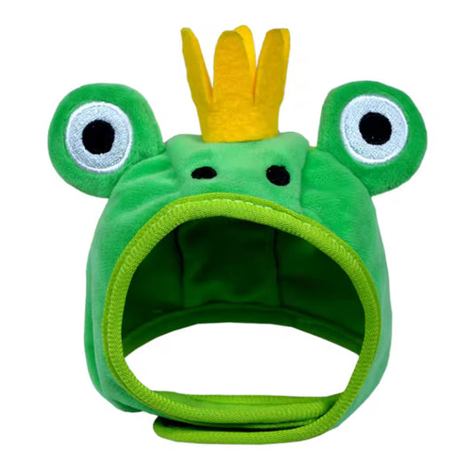 Green Fun King Frog Hat for Cats