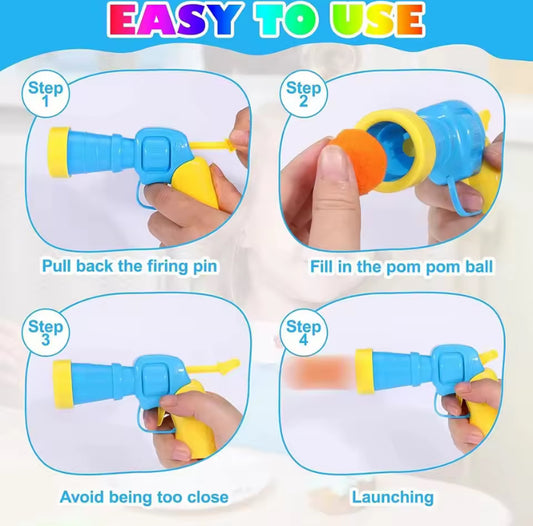 Interactive Cat Toy Ball Launcher with 100 Soft Pom-Poms – Fun Shooting Game for Indoor Cats & Kitten
