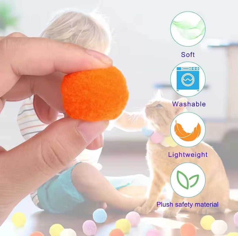Interactive Cat Toy Ball Launcher with 100 Soft Pom-Poms – Fun Shooting Game for Indoor Cats & Kitten