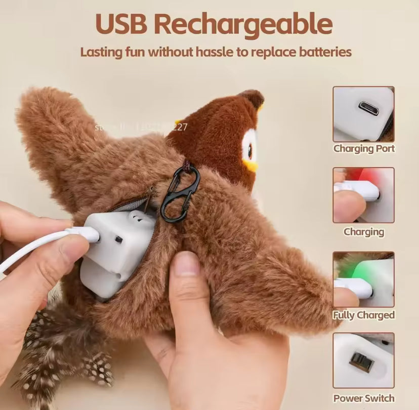 Rechargeable Interactive Bird Cat Toy with Catnip – Flapping & Chirping Plush for Cats