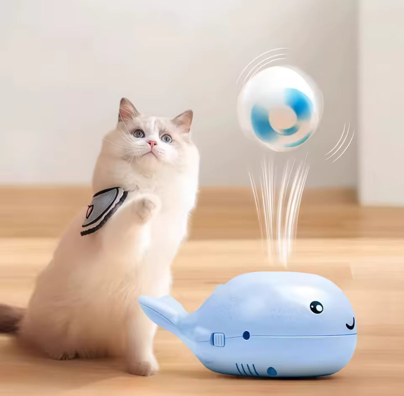 Electric Whale Cat Toy with Floating Ball – Interactive USB Rechargeable Pet Teaser for Indoor Cats
