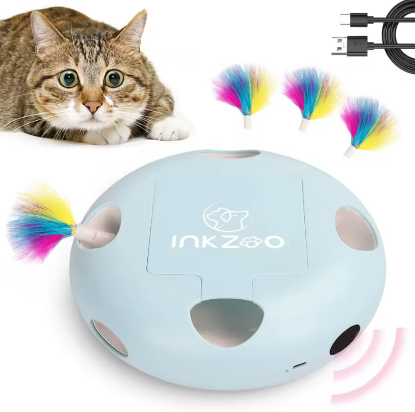 INKZOO Interactive Whack-a-Mole Cat Toy – Smart 7-Hole Automatic Mouse Game for Indoor Cats and Kittens