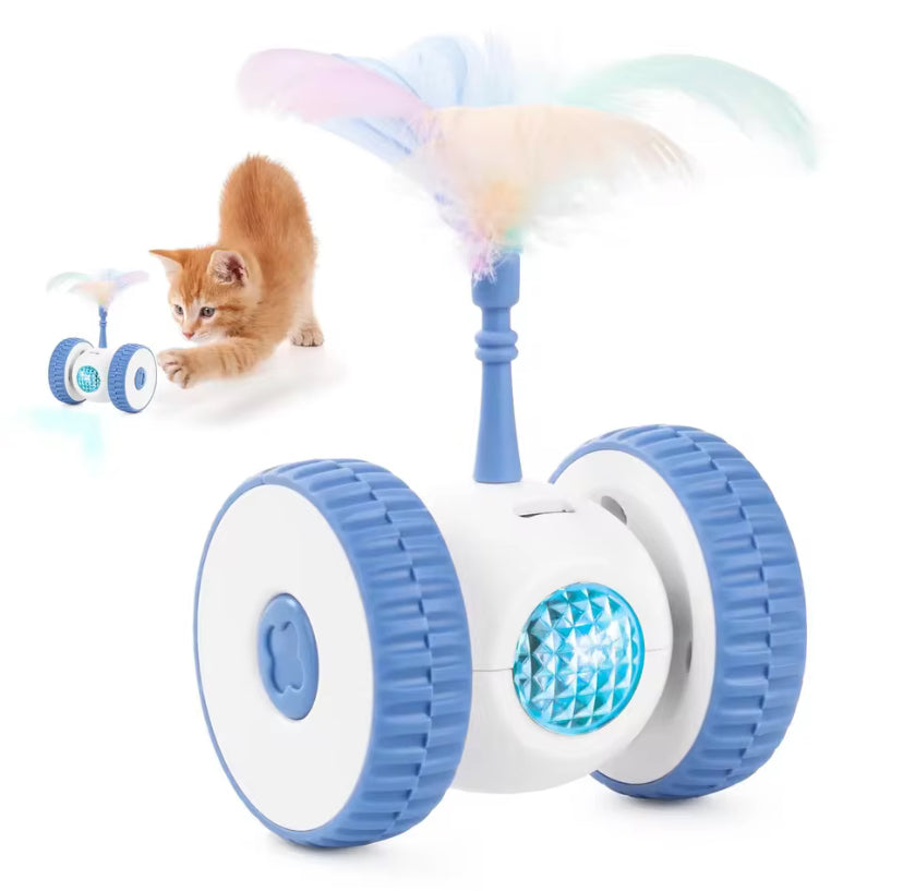 Smart Sensing Automatic Cat Toy – USB Rechargeable Feather Wand with Colorful Light for Indoor Cats