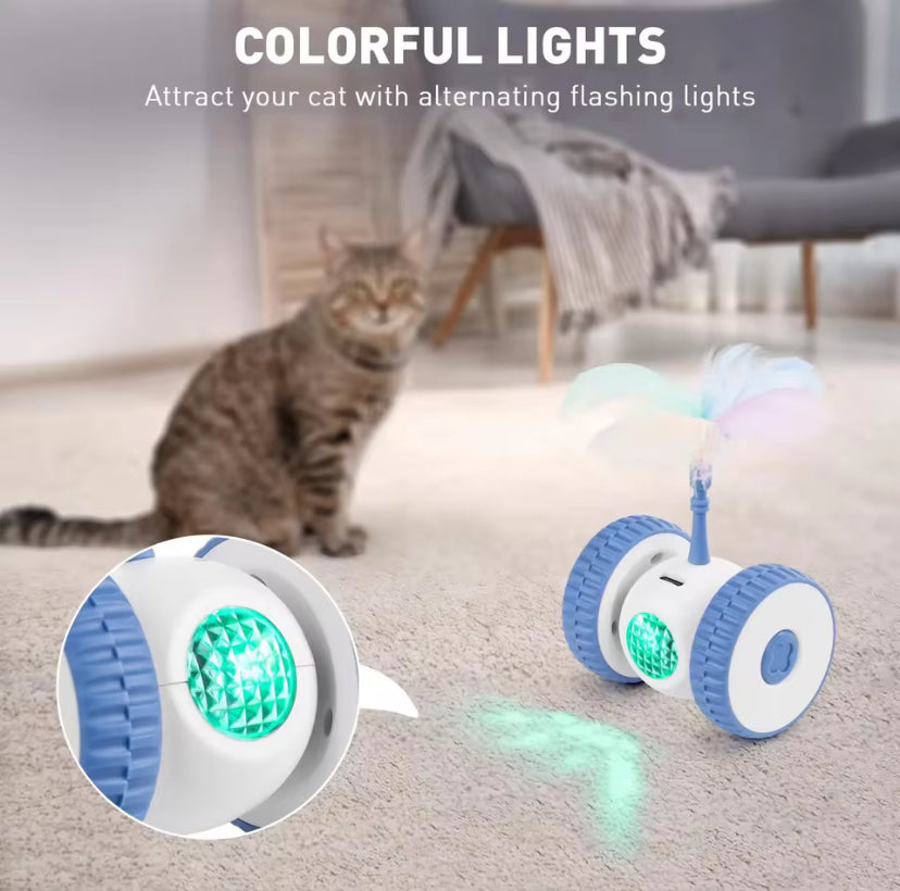 Smart Sensing Automatic Cat Toy – USB Rechargeable Feather Wand with Colorful Light for Indoor Cats
