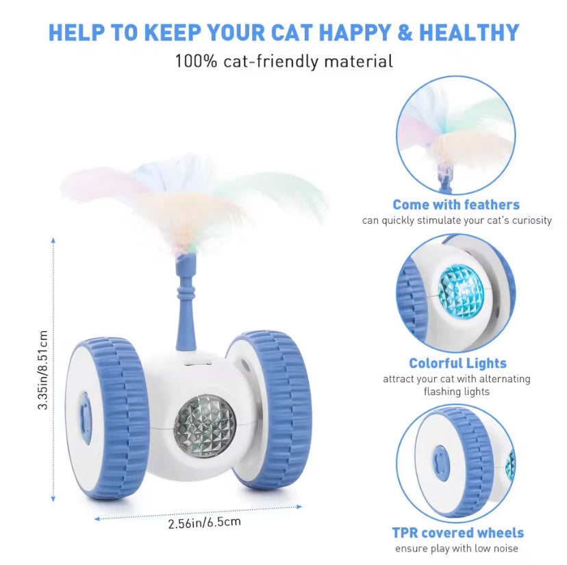 Smart Sensing Automatic Cat Toy – USB Rechargeable Feather Wand with Colorful Light for Indoor Cats
