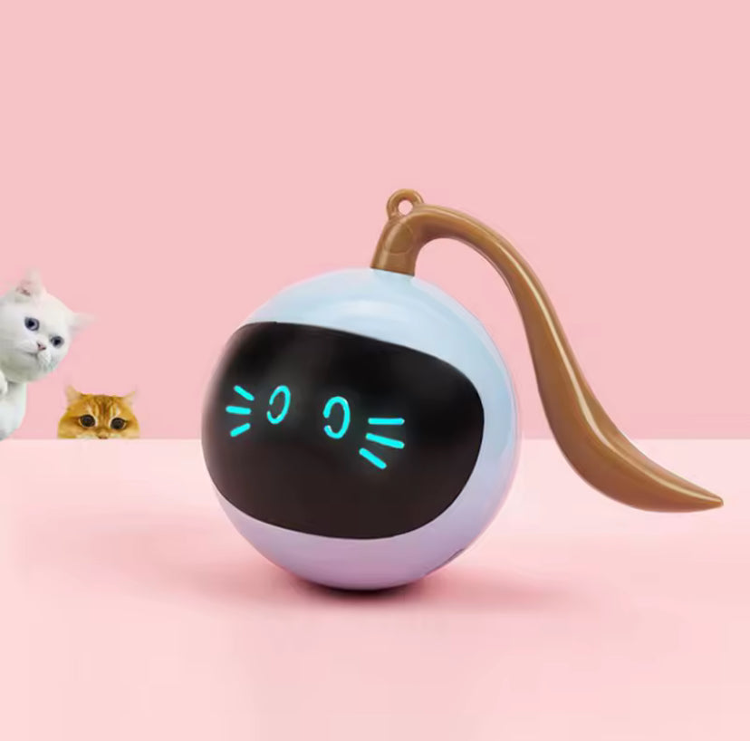 Smart Interactive Cat Toy – USB Rechargeable LED Spinning Ball with Tail, Automatic Colorful Motion Toy for Indoor Cats & Kittens
