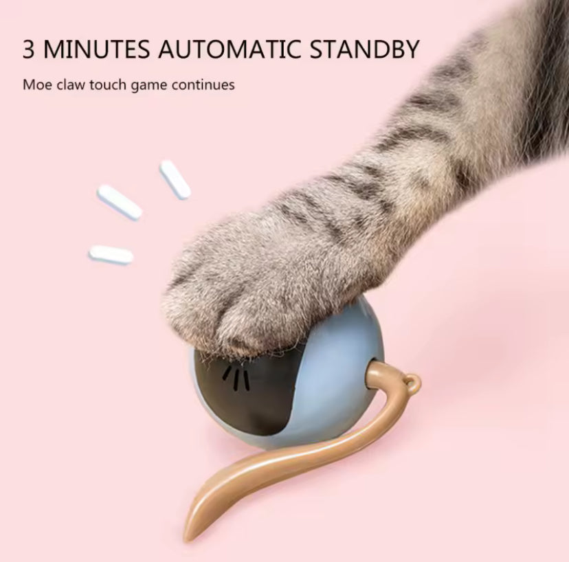 Smart Interactive Cat Toy – USB Rechargeable LED Spinning Ball with Tail, Automatic Colorful Motion Toy for Indoor Cats & Kittens