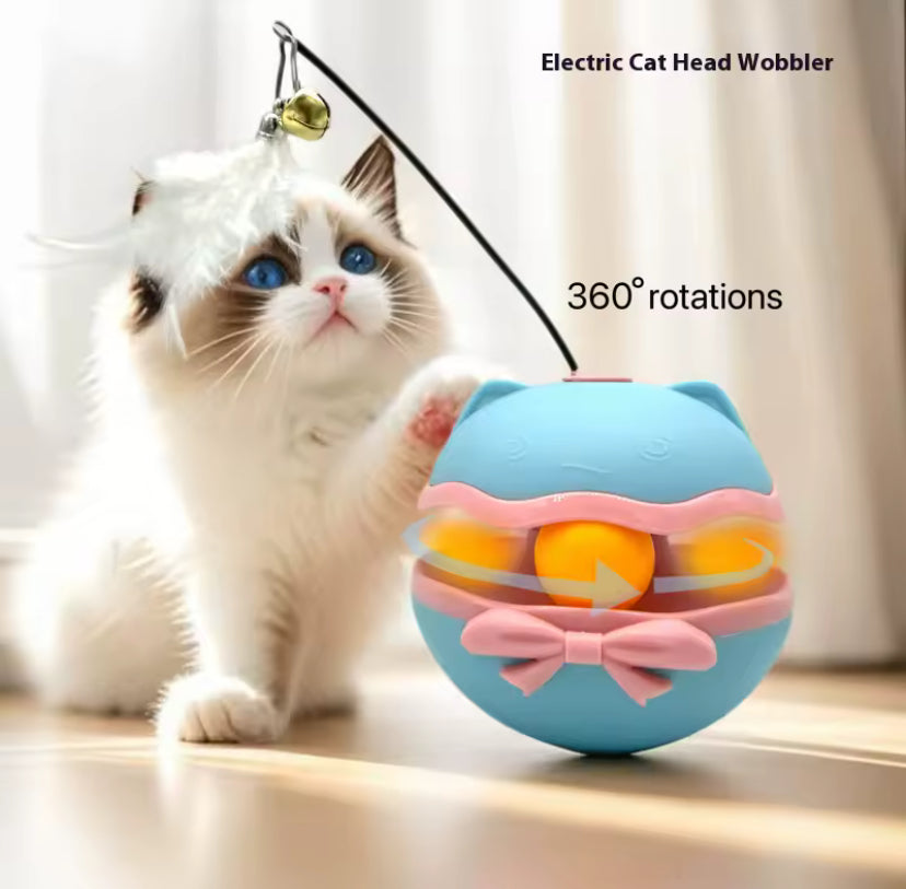 Interactive Owl-Shaped Cat Toy with Automatic Feather Wand, Catnip Ball & Bell – Fun Hunting Training for Indoor Cats