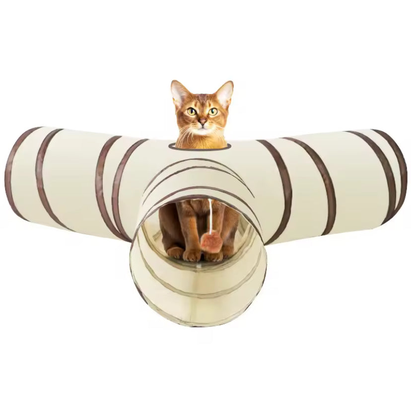 Foldable Cat Tunnel T/Y Shape – Interactive Indoor Play Tube for Kittens and Cats
