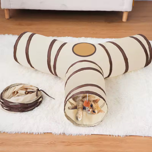 Foldable Cat Tunnel T/Y Shape – Interactive Indoor Play Tube for Kittens and Cats