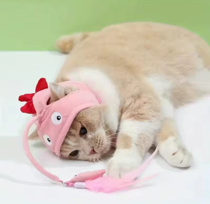 Funny Angler Fish Cat Hat with Toy Attachment – Interactive Pet Costume for Playtime and Photos