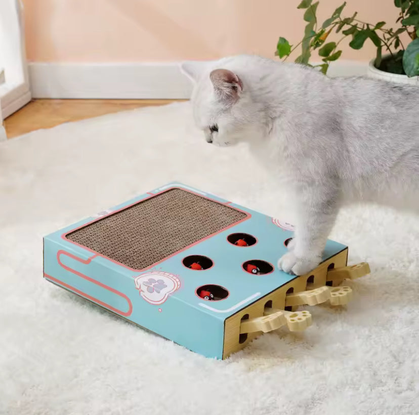 Interactive Whack-a-Mole Cat Toy – Multifunctional Scratcher Board and Claw Grinding Play Station