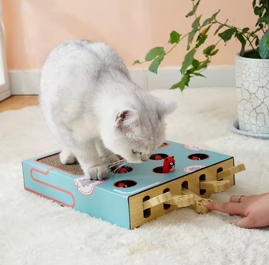 Interactive Whack-a-Mole Cat Toy – Multifunctional Scratcher Board and Claw Grinding Play Station