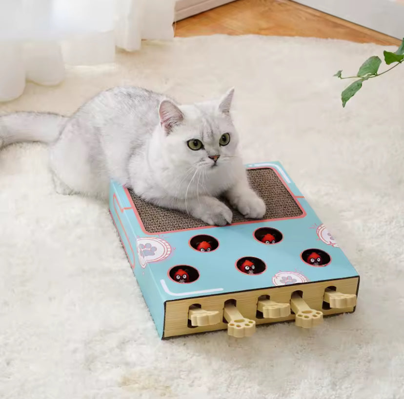 Interactive Whack-a-Mole Cat Toy – Multifunctional Scratcher Board and Claw Grinding Play Station