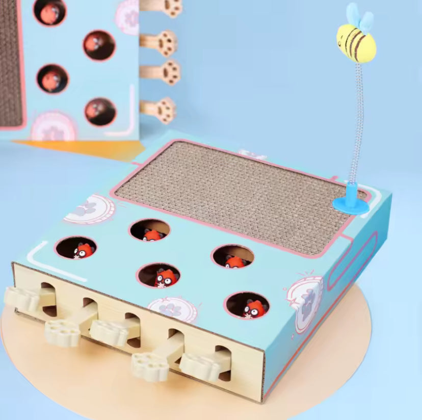 Interactive Whack-a-Mole Cat Toy – Multifunctional Scratcher Board and Claw Grinding Play Station